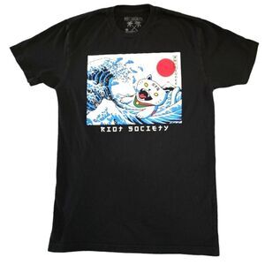 EC RIOT SOCIETY SUGEE WAVE LUCKY  CAT 100% COTTON SHIRT SZ. S